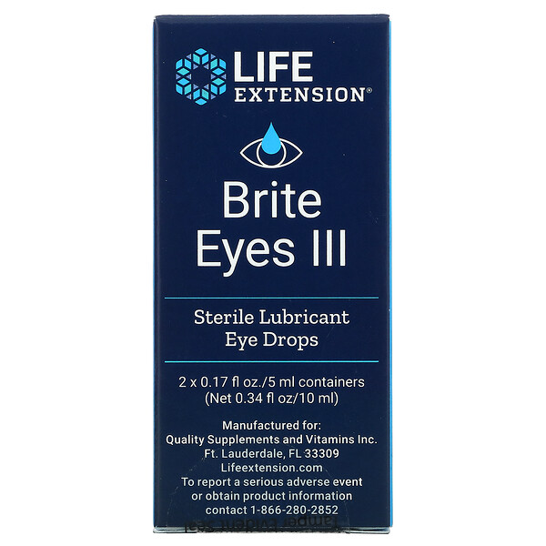 Life Extension‏, Brite Eyes III, 2 בקבוקונים, 5 מ"ל (0.17 אונקיות נוזל) כל אחד