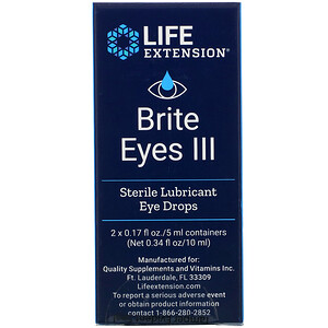 Отзывы о Лайф Экстэншн, Brite Eyes III, 2 Vials, 0.17 fl oz. (5 ml) Each