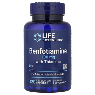 Life Extension, Benfotiamina con tiamina, 100 mg, 120 cápsulas vegetales