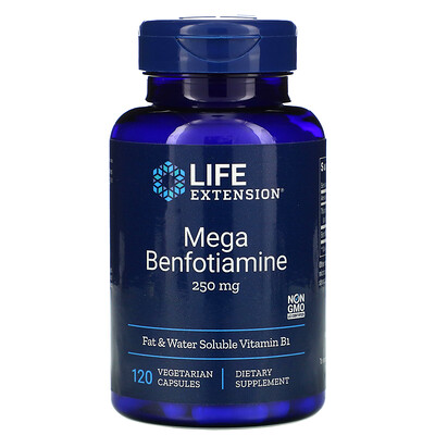 Life Extension Мега-бенфотиамин, 250 мг, 120 вегетарианских капсул