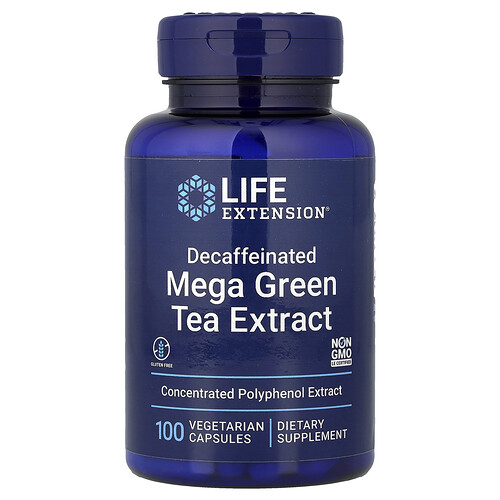 Life Extension Mega Green Tea Extract, Decaffeinated, 100 Vegetarian Capsules (725 mg per Capsule)