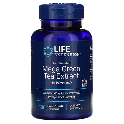 Life Extension Мега экстракт зеленого чая без кофеина , 100 вегетарианских капсул