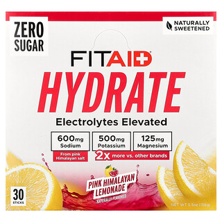 FITAID, Hydrate, limonadă roz din Himalaya, 30 de bețișoare, câte 5,2 g fiecare