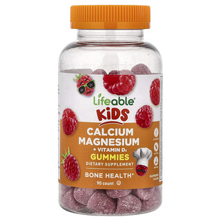 Lifeable, Dětské želé želé s vápníkem, hořčíkem a vitamínem D3, malina, 90 želé