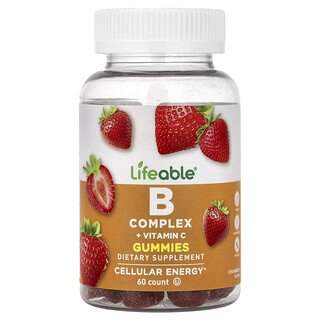 Lifeable, B Complex + Vitamin C Gummies, Strawberry, 60 Gummies