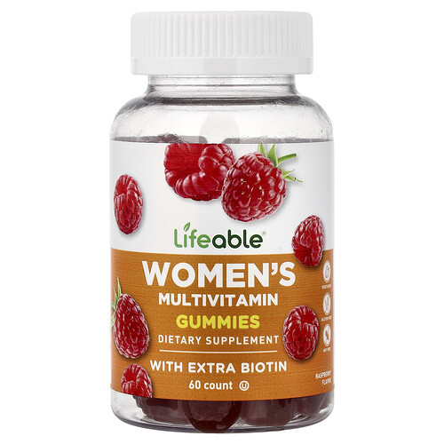 Lifeable, Women's Multivitamin Gummies, Multivitamin-Fruchtgummis für Frauen, Himbeere, 60 Fruchtgummis