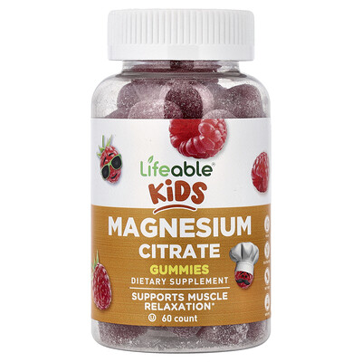 Photos - Vitamins & Minerals Lifeable, Kids, Magnesium Citrate Gummies, Raspberry, 60 Gummies LFB-73107(85 mg per Gummy)
