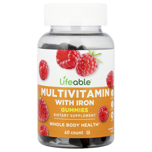 Lifeable Multivitamin with Iron Gummies, Raspberry, 60 Gummies