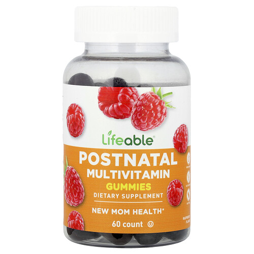 Lifeable, Postnatal Multivitamin Gummies, postnatale Multivitamin-Fruchtgummis, Himbeere, 60 Fruchtgummis