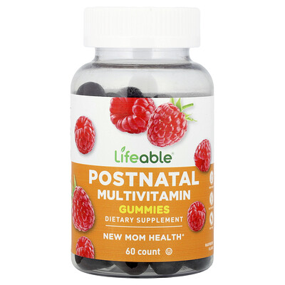 Product Image for Lifeable, Postnatal Multivitamin Gummies, Raspberry, 60 Gummies