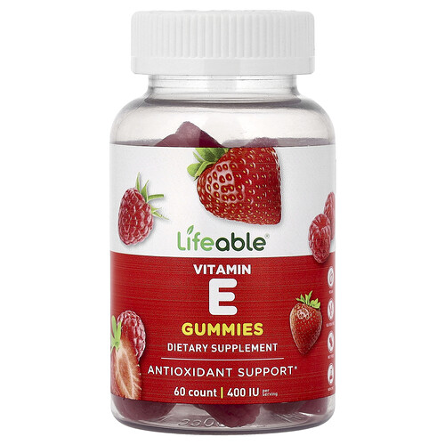 Lifeable, Vitamin E Gummies, Vitamin-E-Fruchtgummis, Beere, 60 Fruchtgummis (60 mg pro Fruchtgummi)