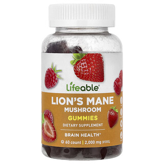 Lifeable, Gommes à l'hydne hérisson, Baie, 60 gommes (100 mg pièce)