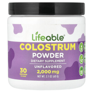 Lifeable, Colostrum Powder, Unflavored, 2.1 oz (60 g)