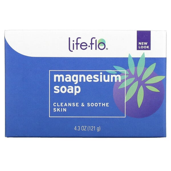 Life-flo, マグネシウムソープ、塩化マグネシウム、スーパー濃縮バーソープ、4.3 oz (121 g)