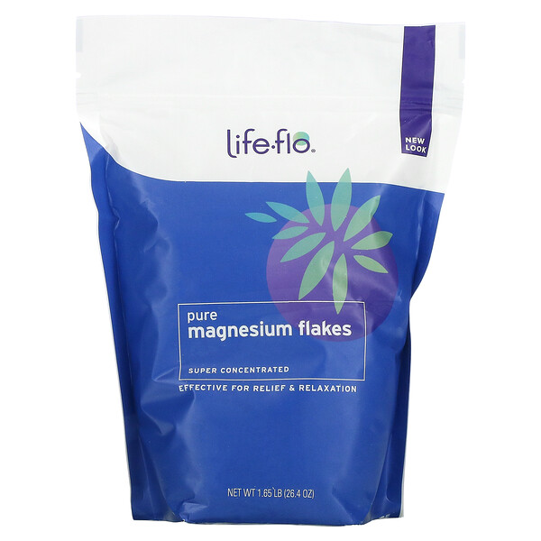 Life-flo, Copos de magnesio puro, salmuera de cloruro de magnesio 1.65 libras (26.4 oz)