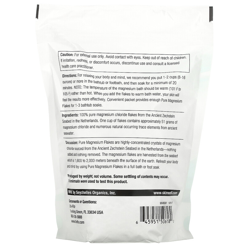 Lifeflo, Pure Magnesium Flakes, Magnesium Chloride Brine, 1.65 lb (26.