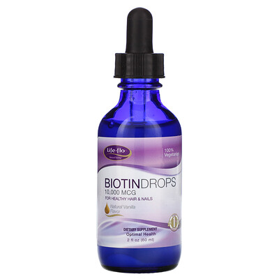 Life-flo Biotin Drops, For Healthy Hair & Nails, Natural Vanilla Flavor, 10,000 mcg , 2 fl oz (60 ml)