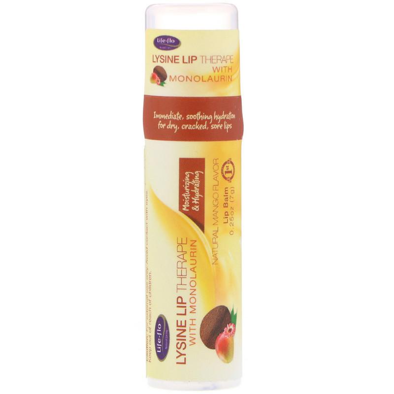 Lifeflo, Lysine Lip Therape with Monolaurin, Natural Mango Flavor, 0.