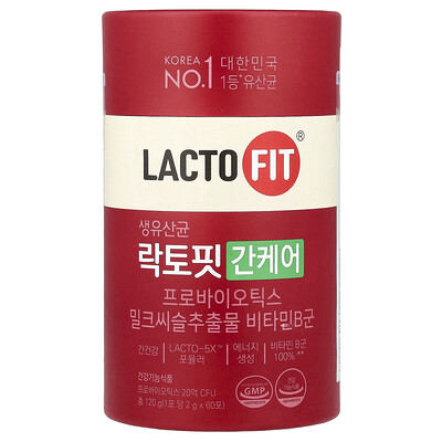 Lactofit, Probiótico, Refuerzo para el hígado, 60 barritas, 2 g cada una