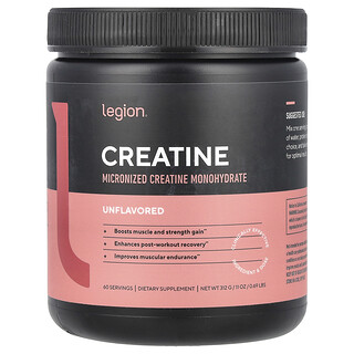Legion Athletics, Creatina, Monohidrato de creatina micronizado, Sin sabor, 312 g (0,69 lb)