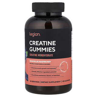 Legion Athletics, Kreatin-Gummibärchen, saure blaue Himbeere, 120 Stück