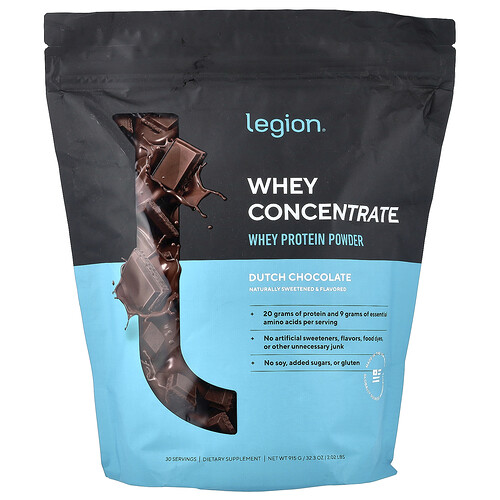 Legion Athletics, Whey Concentrate, Molkenproteinkonzentrat, Molkenproteinpulver, niederländische Schokolade, 915 g (2,02 lbs.)