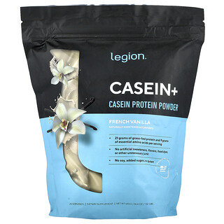 Legion Athletics, Casein+, Proteína de caseína en polvo, Vainilla francesa, 960 g (2,11 lb)