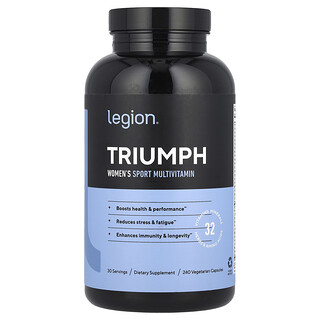 Legion Athletics, Triumph, 여성용 스포츠 종합비타민, 베지 캡슐 240정