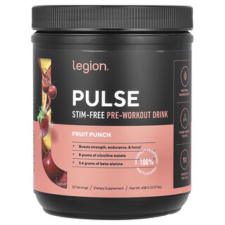 Legion Athletics, Pulse, Bebida para preentrenamiento sin estimulantes, Ponche de frutas, 438 g (0,97 lb)