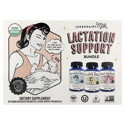 Legendairy Milk, Lactation Support Set, Paket zur Unterstützung der Laktation, 3 Flaschen, je 60 vegane Kapseln
