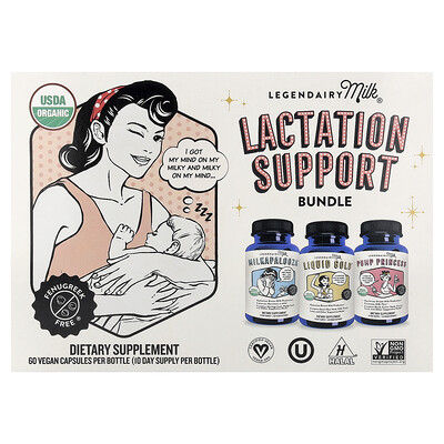 Product Image for Legendairy Milk, Lactation Support Bundle, 3 Bottles, 60 Vegan Capsules Each