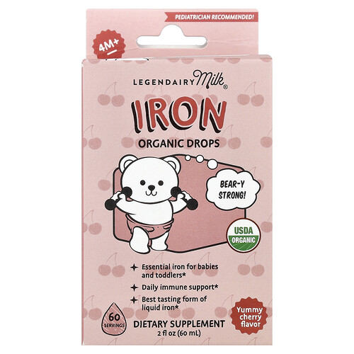 Legendairy Milk, Iron Organic Drops, Bio-Eisentropfen, ab 4 Monaten, Yummy Cherry, 60 ml (2 fl. oz.)