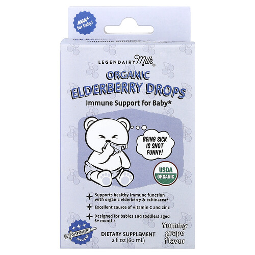 Legendairy Milk, Organic Elderberry Drops, Bio-Holundertropfen, ab 6 Monaten, Yummy Grape, 60 ml (2 fl. oz.)