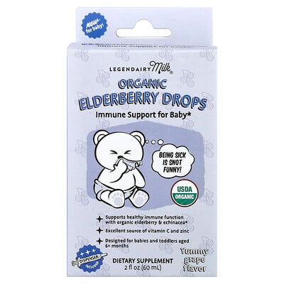 Legendairy Milk, Gotas de saúco orgánico, 6 meses en adelante, Uva deliciosa, 60 ml (2 oz. líq.)