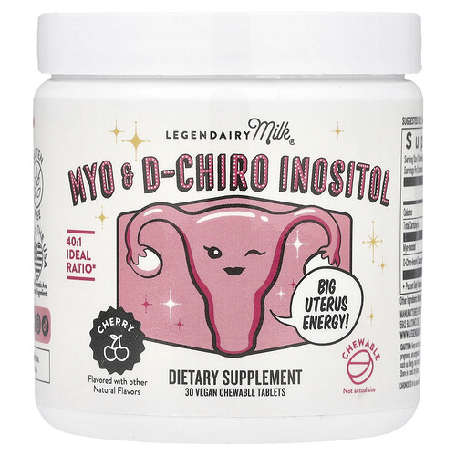 Legendairy Milk Myo & D-Chiro Inositol, Cherry, 30 Vegan Chewable Tablets