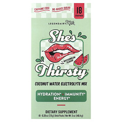 She's Thirsty®, суміш електролітів із кокосовою водою, кавун (у коробці), 18 упаковок-стіків по 7,8 г (0,28 унції)