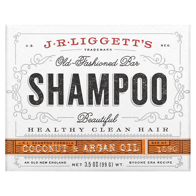 J.R. Liggetts Твердый шампунь в старом стиле, кокосовое и аргановое масло, 99 г (3,5 унции)