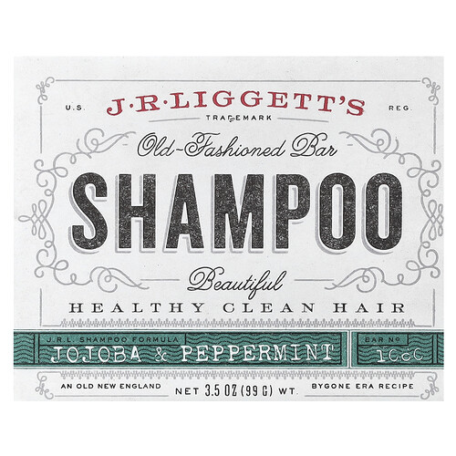 J.r. Liggett's Old Fashioned Shampoo Bar, Jojoba & Peppermint, 3.5 oz (99 g)