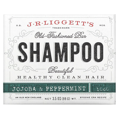 J.R. Liggetts Твердый шампунь в старом стиле, с жожоба и перечной мятой, 99 г (3,5 унции)
