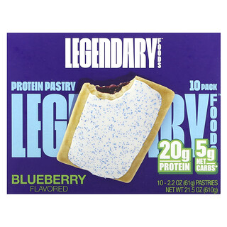 Legendary Foods, プロテインペストリー、ブルーベリー、10袋、各61g（2.2オンス）