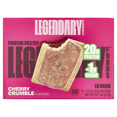 Legendary Foods, Masa proteica, Crumble de cereza, 10 paquetes, 57 g (2 oz) cada uno