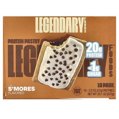 Legendary Foods, Pasteles proteicos, S'mores, 10 paquetes, 57 g (2 oz) cada uno
