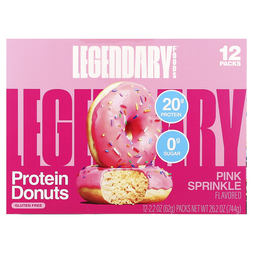 Legendary Foods, Protein-Donuts, pink mit Streuseln, 12 Packungen, je 62 g (2,2 oz.)