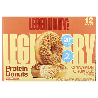 Legendary Foods, Donas de proteína, Crumble de canela, 12 paquetes, 63 g (2,2 oz) cada uno