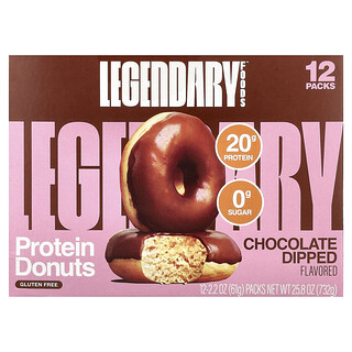 Legendary Foods, Donat Protein, Coklat Dicelup, 12 Pek, 2.2 oz (61 g) Setiap satu