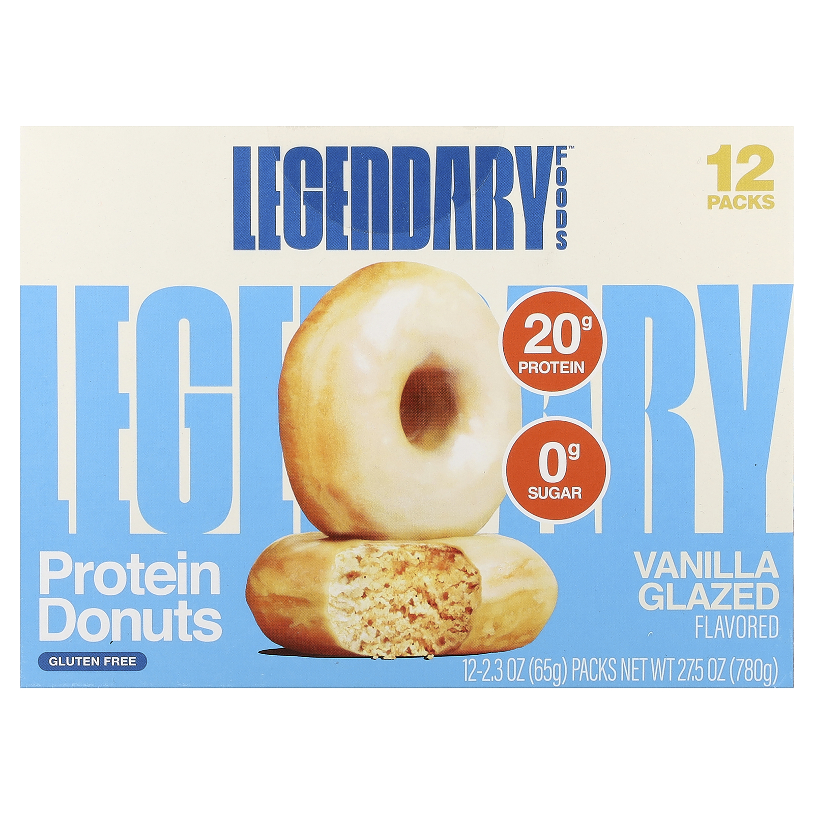 Protein Donuts, Vanilla Glazed, 12 Packs, 2.3 oz (65 g) Each