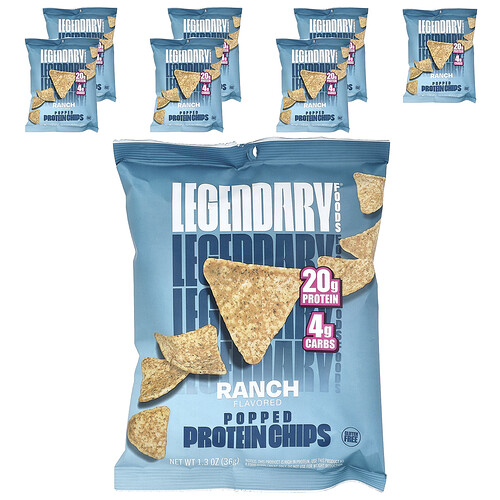Legendary Foods, Puffed Protein Chips, Protein-Chips, Ranch“, 7 Tüten, je 36 g (1,3 oz.).