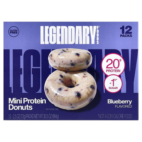Legendary Foods, Mini Protein Donuts, Blaubeere, 12 Packungen, 72 g