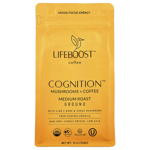 Lifeboost Cognition™, Mushrooms + Coffee, Ground, Medium Roast, 12 oz (340 g)
