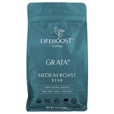 Lifeboost, Café, Grata™, en granos, Tostado medio, 340 g (12 oz)
